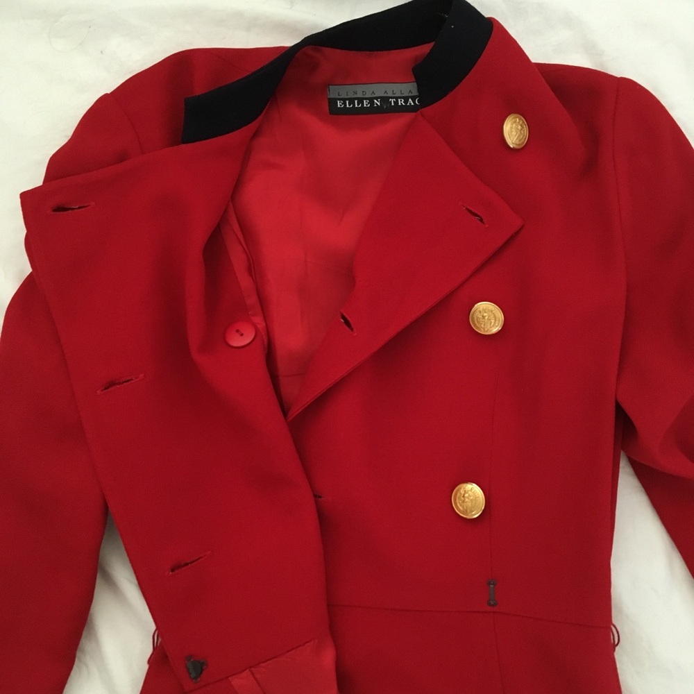 Linda Allard Ellen Tracy Red Wool Peacoat - Picture 6 of 7